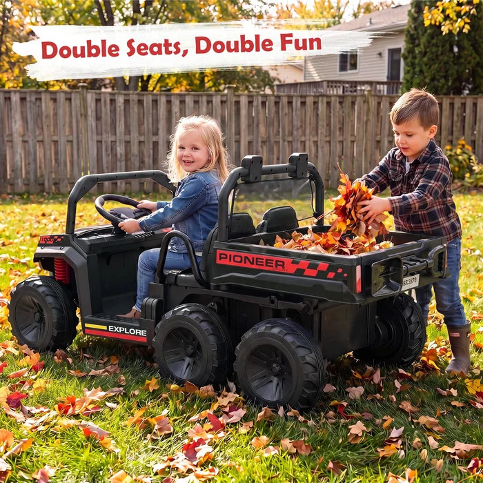 24V 2-Seater Ride on Dump Truck, 4WD Kids Ride on Car with Electric Dump Bed, Shovel, Music, Story, Wireless Connection, Lights & Parent Remote, Electric Vehicle for Boys Girls, Navy