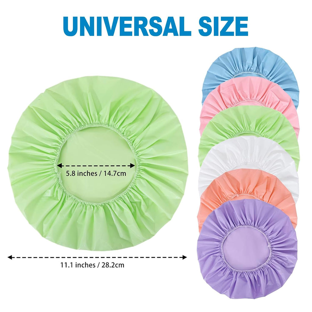 6 PCS Shower Caps for Women, Double Side Waterproof Shower Cap, Reusable Elastic Bath Caps for Shower, EVA Bathing Shower Caps, Bath Hair Caps - Candy Color