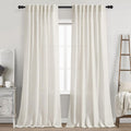 Cream Linen Back Tab Curtains 84 Inch Length for Living Room 2 Panel Set Neutral Modern Farmhouse Window Privacy Semi Sheer Linen Drapes Rustic Pinch Pleated Look Curtain Natural Ivory Colored