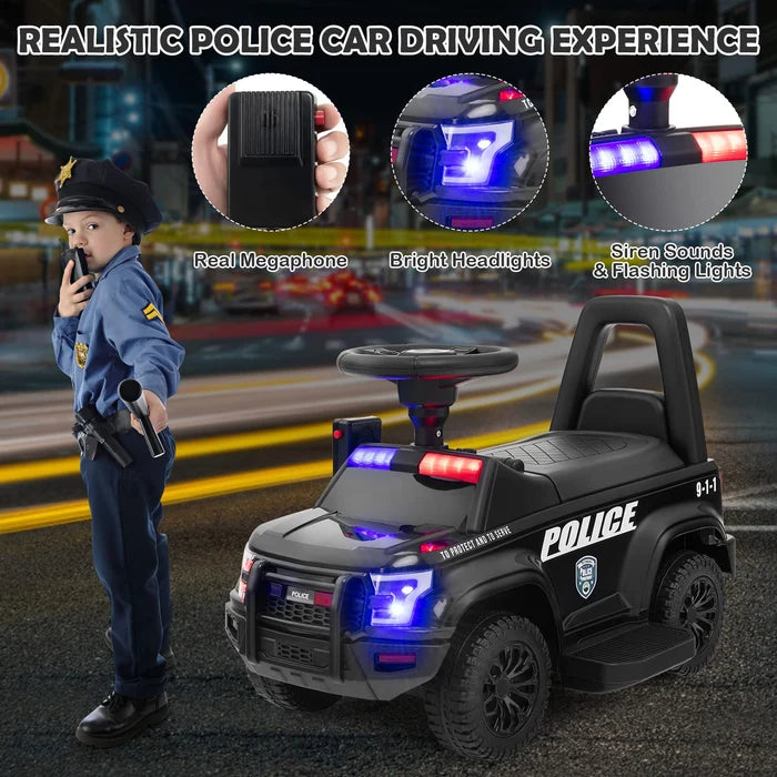 Hikidspace Kids Ride On Police Car 6V Electric Ride-on Vehicle Patrol Car for 18-60 Months