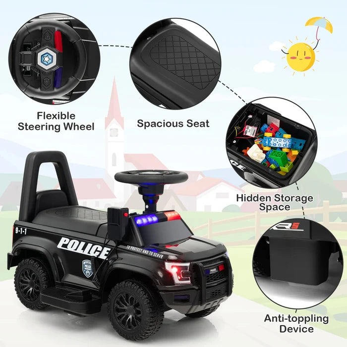 Hikidspace Kids Ride On Police Car 6V Electric Ride-on Vehicle Patrol Car for 18-60 Months