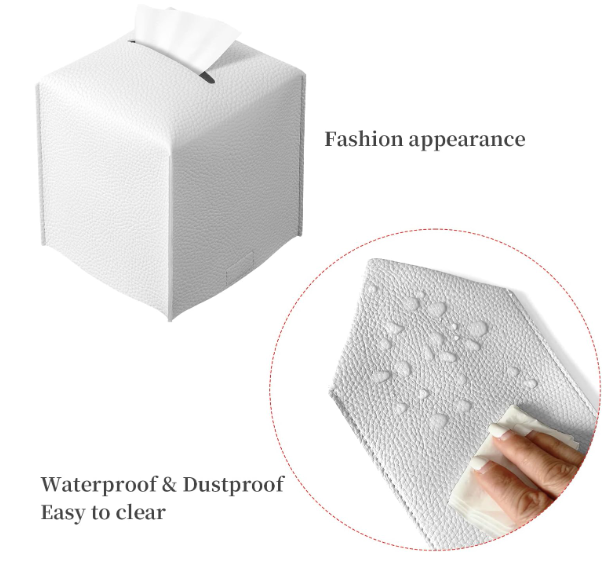 Tissue Box Cover Rectangle, Resin Facial Tissue Holder Covers Toilet Paper Holder, Tissue Holders Decorative Paper Dispenser Home Decor for Bathroom Kitchen Bedroom Living Room Office Cream